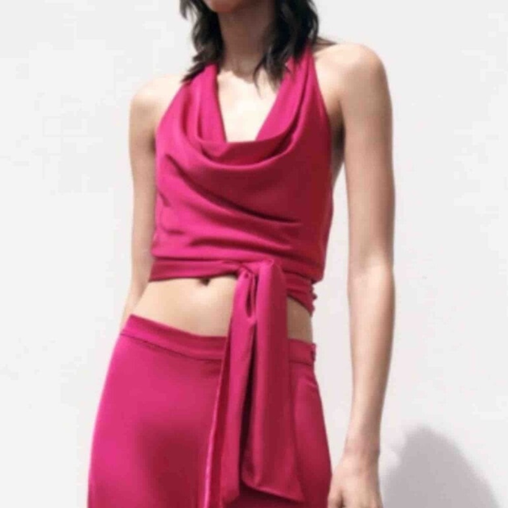 NWT Zara Fuchsia Pink Halter Top XL - Picture 2 of 4